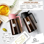 YARRAMATE 16oz/470ml Dark Brown Oil Sprayer for Cooking with Stickers, Food-grade Premium 2 in 1 Olive Oil Dispenser Bottle for Kitchen Gadgets, Air Fryer, Salad, Frying, BBQ (Pink)