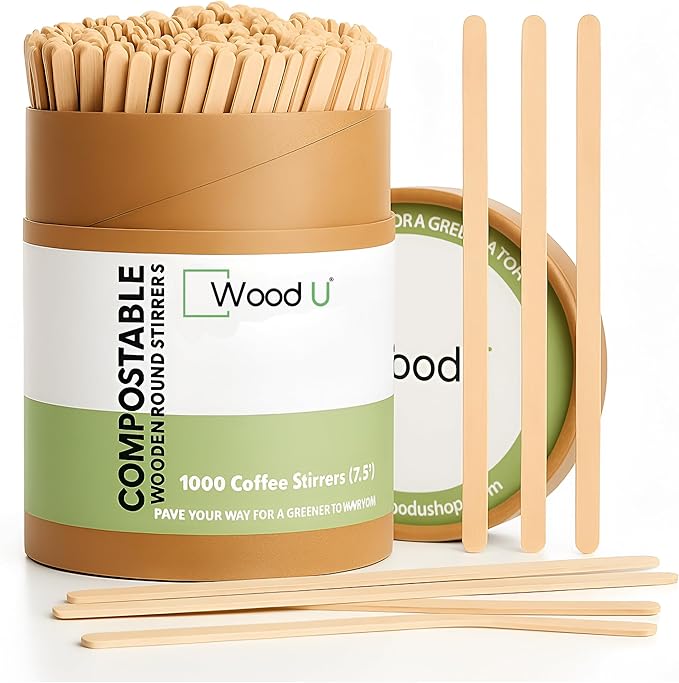 Wooden Coffee Stirrers 7.5" 1000 pcs - Birchwood Stir Sticks for Coffee, Cocktails and More