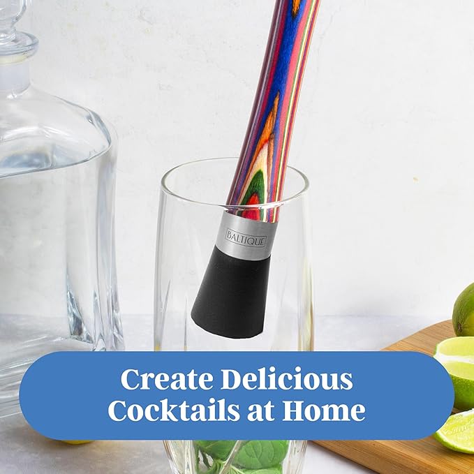 Baltique Marrakesh Collection Wooden Muddler for Cocktails – Colorful Birch Wood Handle with Non-Scratch Head, Perfect for Mojitos, Old Fashioneds & Home Bartending