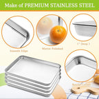 CEKEE 4 Pack Baking Pans Set, Nonstick Stainless Steel Cookie Sheets for Baking, Heavy Duty & Dishwasher Safe Sheet Pan-10x7x1in Small Cookie Pans, Cookie Pans Trays Sheets For Kitchen & Restaurant