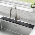 DK177 Faucet Mat for Kitchen Sink - Water Absorbing Stone Tray for Sink, Diatomite Fast-Drying Faucet Mat, Faucet Splash Guard for Bathroom Counter (Dark Gray, 30" x 4")
