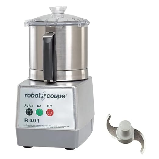 Robot Coupe R401B Food Processor 1245-00127, 4.5 Qt Stainless Steel Bowl, Single-Speed Commercial Chopper Machine, S-Blade, 1.5 HP Motor, Grey, Kitchen Food Processor, 120V