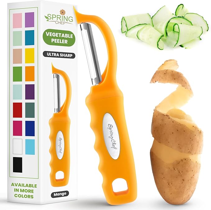 Spring Chef Premium Swivel Vegetable Peeler, Soft Grip Handle and Ultra Sharp Stainless Steel Blades - Perfect Kitchen Peeler For Veggie, Fruit, Potato, Carrot, Apple - Mango