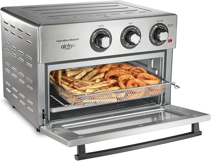 Hamilton Beach Toaster Oven Air Fryer Combo, Includes Bake, Broil, and Toast, Fits 12” Pizza, 1800 Watts, 6 Cooking Modes, Stainless Steel