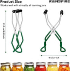 Rainspire Canning Jar Lifter, Canning Tongs Jar Lifter, Canning Tools, Canning Supplies for Home Kitchen, Stainless Steel, Green