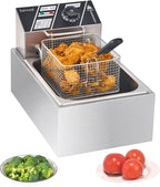 Electric Deep Fryer with Basket for Home Use, Countertop Commercial Deep Fryer 1700w Powerful Performance 9.7Qt Large Capacity Stainless Steel Oil Fryer, Temperature Control