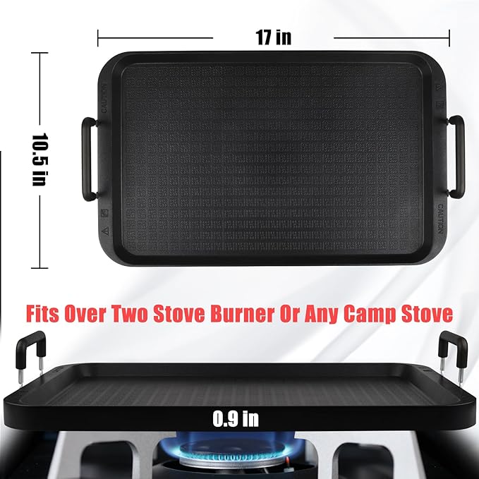 Flat Top Grill - Non-Stick Stovetop Griddle, Aluminum, Dishwasher Safe