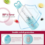 2PCS Portable Personal Blender 17 OZ/500 ML Juicer, 175W Personal Size Blender, Ideal for Smoothies, Ice Blending, Juicing, and Food Processing, Compact, Convenient, and Versatile（Blue&White）
