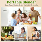 Slim Portable Blender Cup, 20oz (600ml) Personal Travel Juicer with Leakproof Lid, USB-C Rechargeable Licuadora Portatil for Smoothies and Shakes, Auto-Cleaning(dark blue)