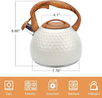Tea pot, 3.2Qt Whistling Tea Kettle Stovetop, Convenient switch/heat-resistant handle, coffee, tea, milk teapots, Gas Electric Applicable (cream)