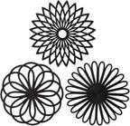 ME.FAN Silicone Trivet Mat - Kitchen Hot Pads for Pots & Dish - Insulated Teapot Trivet - Flexible, Durable, Non-Slip Large Coasters 3 Set Black