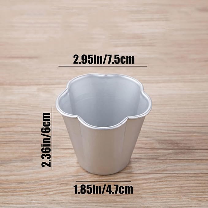 6 Packs Popover Pan, Aluminium Pudding Tin Cup Baking Maker, Individual Muffin Chocolate Molten Brownie Tumbler Raspberry Souffle Cupcake Moulds - Five-Petaled Flower Pudding 3"x 2.4"