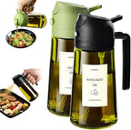 TrendPlain - Original 16oz/470ml Olive Oil Dispenser Bottle for Kitchen Gadgets and Air Fryer Accessories - Olive Oil Sprayer for Cooking w/Stickers - Black&Green