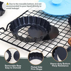 Mini Tart Pans Removable Bottom: Nonstick 4 Inch Quiche Pan Fluted Edge Set of 16 - Sturdy Carbon Steel Tart Molds for Baking - Easy Loose for Pie/Fruit/Egg/Cake - Suitable for Home Bakers