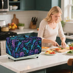 Dragonfly Lotus Print Toaster Oven Cover Compatible with Most Toaster Ovens, Heavy Duty Dust-proof Microwave Oven Cover for Kitchen Counter, Purple (Large-18.5 * 22.5 * 12.99 inches)
