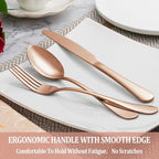 40 Pcs Rose Gold Silverware Set Service for 8, Premium Stainless Steel Flatware Set, Cutlery Utensil Set, Durable Home Kitchen Eating Tableware Set, Include Fork Knife Spoon Set, Dishwasher Safe