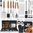 Cifaisi BBQ Grill Accessories Set, 38Pcs Stainless Steel Grill Tools Grilling Accessories with Aluminum Case, Thermometer, Grill Mats for Camping/Backyard Barbecue, Grill Set for Men Women