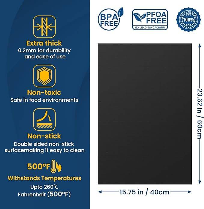 Oven Liner for Bottom of Oven, 2 Pack Heavy Duty Oven Liners for Electric Stove, Heat Resistant Stovetop Protector Air Fryer Grill Mat, Reusable Gas Toaster Microwave Oven Drip Liner Teflon Sheets