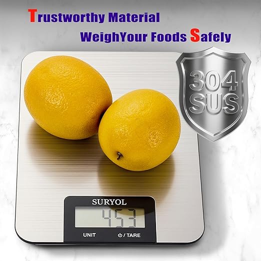 Food Kitchen Scale High-Precision Digital Scale Accurate Weighing for Baking & Cooking Enthusiasts(Shiny Black)