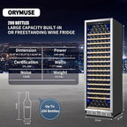 ORYMUSE Large 200 Bottle Wine Fridge - 24 Inch Wine Cooler Refrigerator, Freestanding and Built-in Design, Upgraded Compressor Cooling, Intelligent Temperature Memory