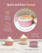 Moyuum Silicone Microwave Steamer | Made in Korea, Baby Food Maker Bowl with Lid, Egg and Vegetable Steam Cooker, Japanese Donabe Inspired Cooking Pot, Dishwasher Safe (Small, Oatmeal)