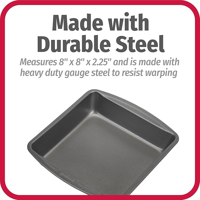 GoodCook Everyday Nonstick Steel Square Pan, 8", Gray