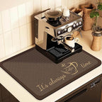 Coffee Mat for Countertops ,Coffee Bar Accessories Fit Under Coffee Maker Espresso Machine, Absorbent Hide Stain Rubber Mat for Countertop ,Dish Drying Mat for Kitchen Counter (D-Brown, 16"x24")