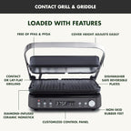 GreenPan 6-in-1 Multifunction Removable Plate Indoor Grill & Electric Griddle, Diamond Infused PFAS Free Ceramic Nonstick Reversible Plates, Opens Flat, Adjustable Temp, Panini Press, Black