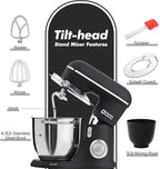 Kitchen in the box Stand Mixer, 4.5QT+5QT Two bowls Electric Food Mixer, 10 Speeds 3-IN-1 Kitchen Mixer for Daily Use with Egg Whisk,Dough Hook,Flat Beater (Onyx Black, 5QT)