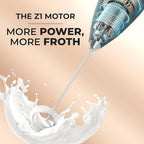 Zulay Kitchen Powerful Milk Frother Wand With 4 AA Duracell Batteries - Ultra Fast Handheld Drink Mixer - Electric Whisk Foam Maker for Coffee, Lattes, Cappuccino, Matcha & Creamer - Metallic Black