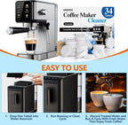 Coffee Machine Cleaner Descaler Tablets 34 Pack, Coffee Maker Cleaner for Keurig, Ninja, Breville, Delonghi, Nespresso, Miele,Espresso Machine Cleaning Tabs,Descaling Solution for Coffee Pot Maker