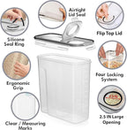 Shazo 2 Pack (6.3L / 213OZ) EXTRA Large Airtight Food Storage Cereal Containers for Bulk Food Storage BPA-Free Plastic Container, Pantry Organization and Canister for Rice, Pasta, Sugar & Flour