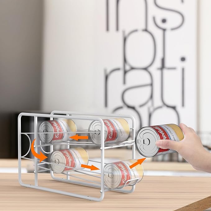MOOACE 4 Pack Can Dispenser Rack, Stackable Can Storage Organizer Holder for Canned food Kitchen Cabinet Pantry Countertop, White