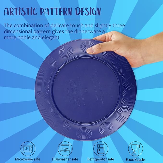 Dinnerware Set 40 PCS Wheat Straw Dishes Set - Service for 8 Unbreakable Plastic Dish Set Microwave Safe Plates and Bowls Sets Lightweight Cups Sets Outdoor Dishes - Island Colors