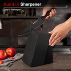 Knife Set, Astercook 15 Pieces Knife Sets for Kitchen with Block, Dishwasher Safe Kitchen Knife Set with Built in Sharpener Block, German Stainless Steel Knife Block Set, Valentine's Gift