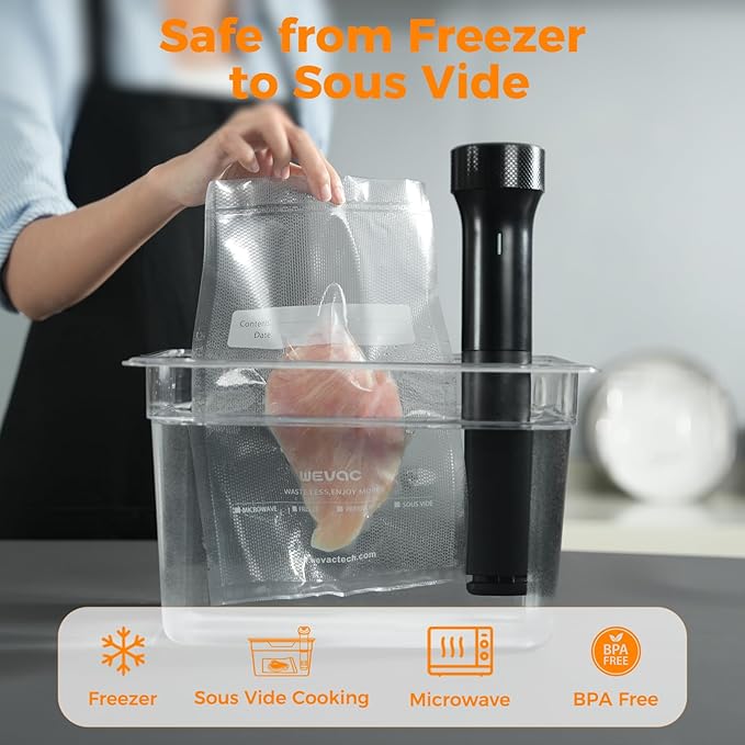 Wevac Vacuum Sealer Bags 8x50 Rolls 2 pack for Food Saver, Seal a Meal, Weston. Commercial Grade, BPA Free, Heavy Duty, Great for vac storage, Meal Prep or Sous Vide