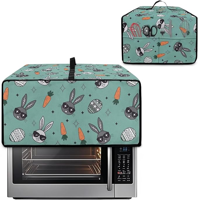 Easter Egg Bunny Carrot Print Toaster Oven Dust Cover Compatible with Most Toasters Ovens, Easter Decor Dust-proof Protector for Kitchen Small Appliance, (Small-14.5*18.46*9 inches)