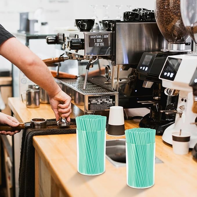 500 Pcs Blue Aqua Coffee Stir Sticks Set Mint Blue Cocktail Straws Coffee Stirrers Holder Acrylic Stir Stick Holder Bar Straws Drink Stirrers for Bar Tea Party Supplies Restaurant Decor 2.7 * 4 Inch