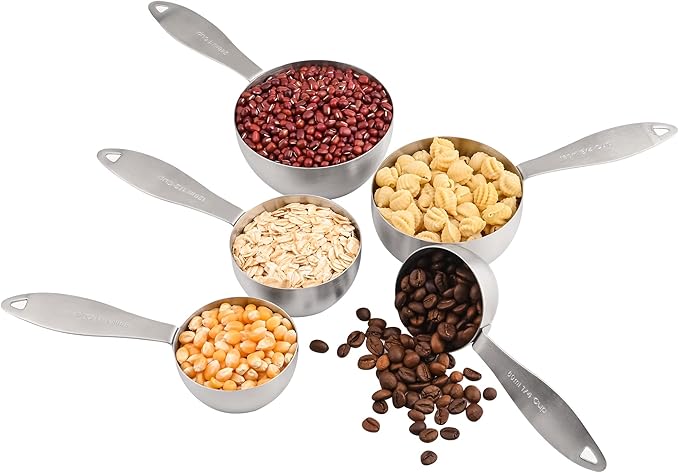 Smithcraft Measuring Cups and Spoons, 12 Piece Metric & US 18/8 Stainless Steel Measuring Cup and Spoon Set, Dry Metal Measuring Cups Spoons & Leveler & Measure Equivalents for Kitchen & Baking