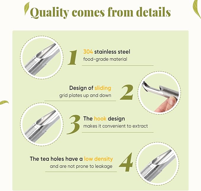 2 Pcs Tea Infuser, Tea Diffusers for Loose Tea with Teaspoon Tea-tweezers Steel Wire Cloth, for All Kinds of Tea