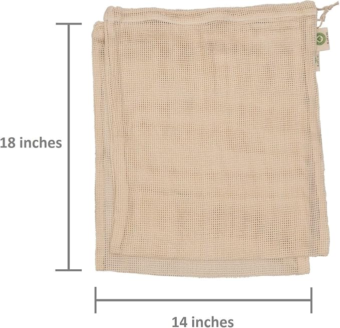 Mesh Grocery Bags - Veggie Bags Reusable - Reusable Mesh Fruit, Vegetable Bags - Eco-friendly Produce Bags - Cotton Net Bags for Produce - Reusable Bags for Produce | 6 Bags (3 XL, 3 L)