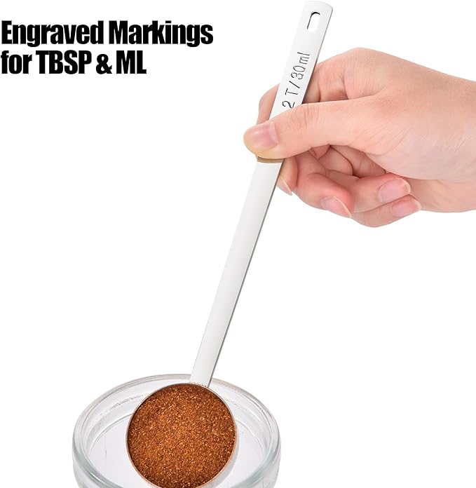 18/8 Stainless Steel Coffee Scoop, Doosu Food-Grade Metal Measuring Spoon with 6.9in Long Handle, Tablespoon Scooper for Coffee Beans, Ground Coffee, Espresso, Protein Powders, Tea, Sugar (2 Tbsp)