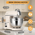 8.4QT Commercial Stand Mixer 800W with Aluminum Die Casting Meets the Standard of NSF/ANSI 8-2023, Mixers Kitchen Electric Stand Mixer with Stainless Steel 8L Bowl, Dough Hook, Whisk and Beater