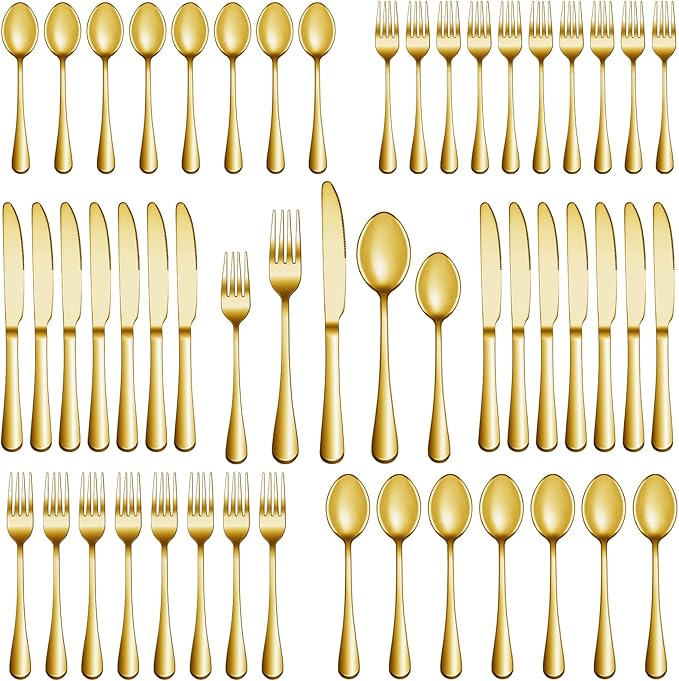 20 Pcs Gold Silverware Set Service for 4, Premium Stainless Steel Flatware Set, Cutlery Utensil Set, Durable Home Kitchen Eating Tableware Set, Include Fork Knife Spoon Set, Dishwasher Safe