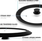 Anaeat Silicone Universal Lid for Pots, Pans and Skillets - Tempered Glass Covered with Heat Resistant Silicone Rim Fits 11", 12" and 12.5" Diameter Cookware -Easy to Use Replacement Frying Pan Cover