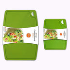Liflicon Thick Silicone Cutting Boards for Kitchen Silicone Chopping Boards/Mats Set of 2 Extra Large14.6''x10.43'', Mini 9.1”x7.1” Non-slip Deep Drip Juice Groove, Dishwasher Safe-Green