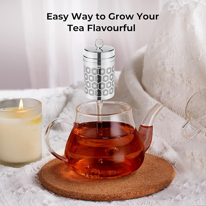 Reinmoson Tea Strainers for Loose Tea, Extra Fine Mesh Tea Infuser, 304 Stainless Steel & Updated Slim Threaded Lid, Loose Leaf Tea Steeper for Black Tea, Rooibos, etc