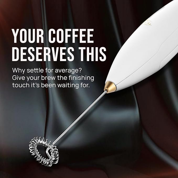 Zulay Kitchen Executive Series Luxury Gift Milk Frother with 4 Duracell Batteries – Handheld Electric Foam Maker for Coffee, Lattes & Hot Chocolate – Deluxe Finish, Ultimate Gift for Coffee Lovers