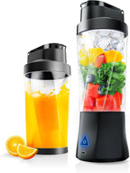 Portable Blender, Cordless, 24oz. Vessel, Personal Blender-for Shakes & Smoothies, BPA Free, Leakproof-Lid & Sip Spout, USB-C Rechargeable & Self Cleaning - Travel with 6 Sharp Blade, Black