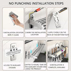 Hanging Wall Mount knife Wall Mount, Kitchen Organizer Storage Shelf for Utensils Spatula Spoon, Space-Saving Knife Rack with Hooks,Wall-Mounted Utensil Holder (Black, 50CM+Three Poles+8Hooks)
